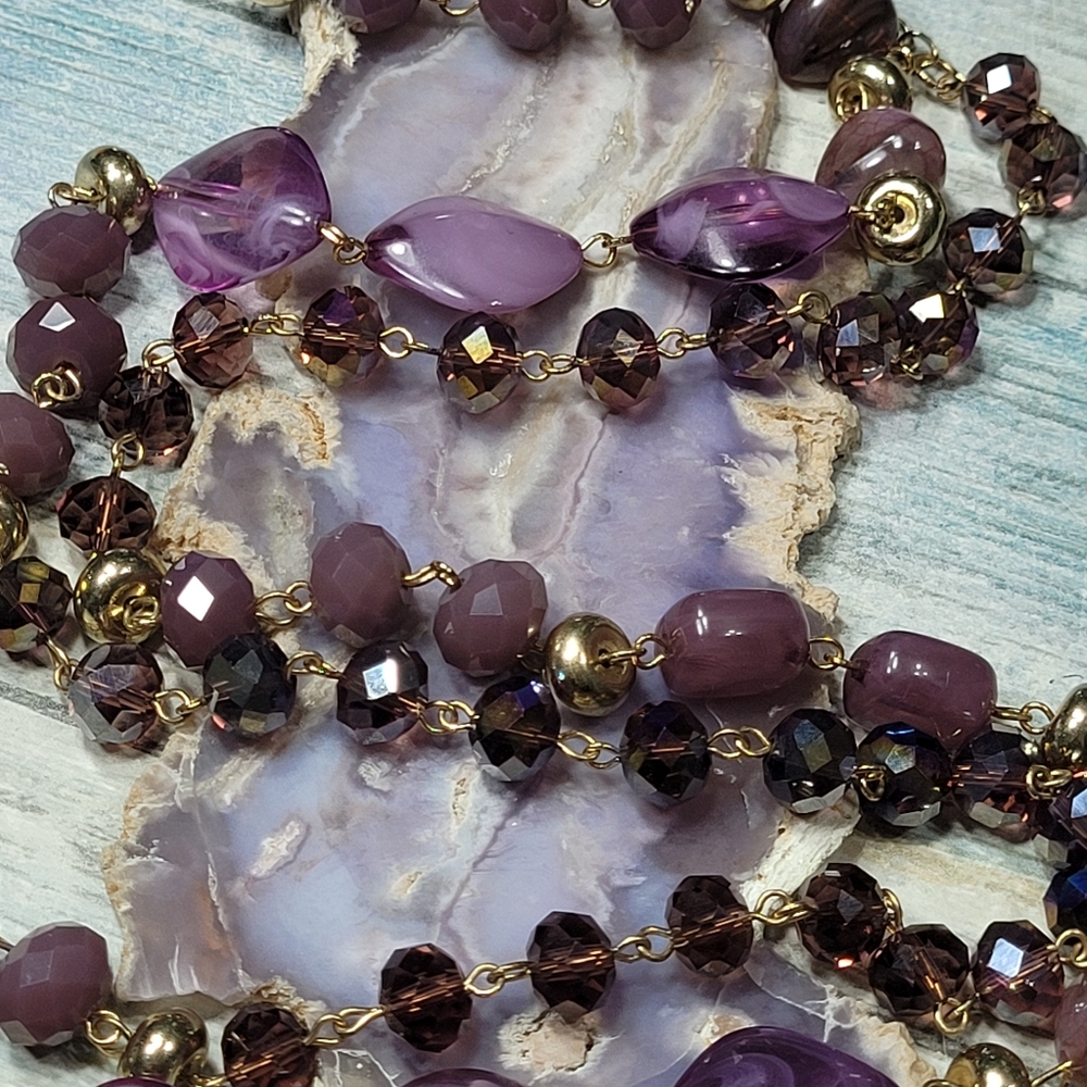 C 1946 Purple and Gold Beaded Necklace - Picture 2 of 9